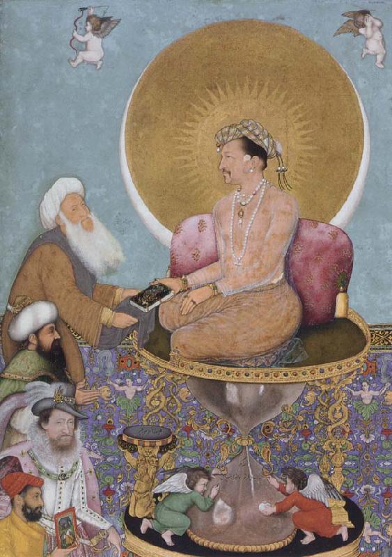 Hindu painter The Mughal emperor jahanir honors a holy dervish,over and above the rulers of the lower world oil painting picture